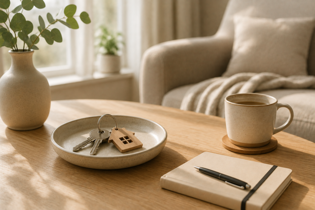 Investir dans l’immobilier sans gestion locative Clés de logement posées sur une table, illustrant l’investissement immobilier sans locataire à gérer ni travaux à organiser.